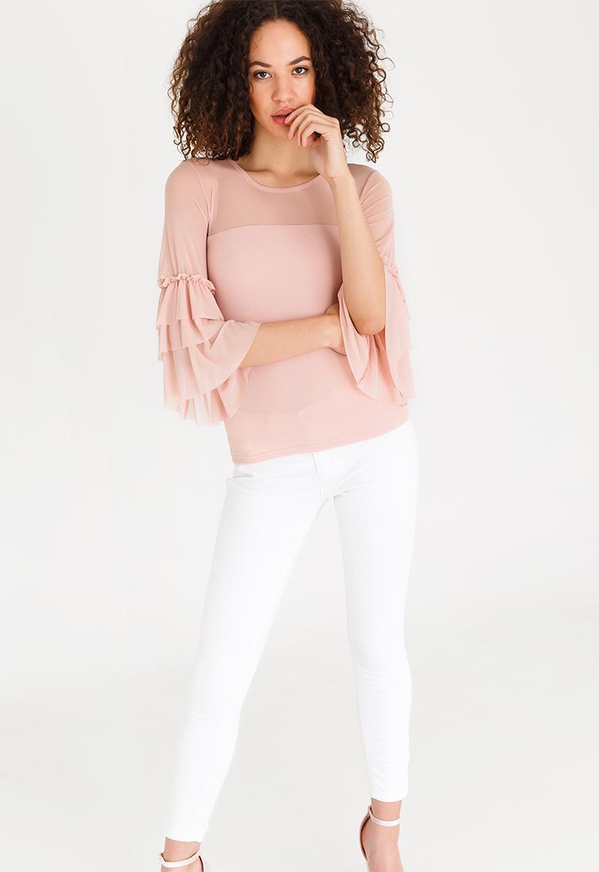 STYLE REPUBLIC - Frill Sleeve top Pale Pink