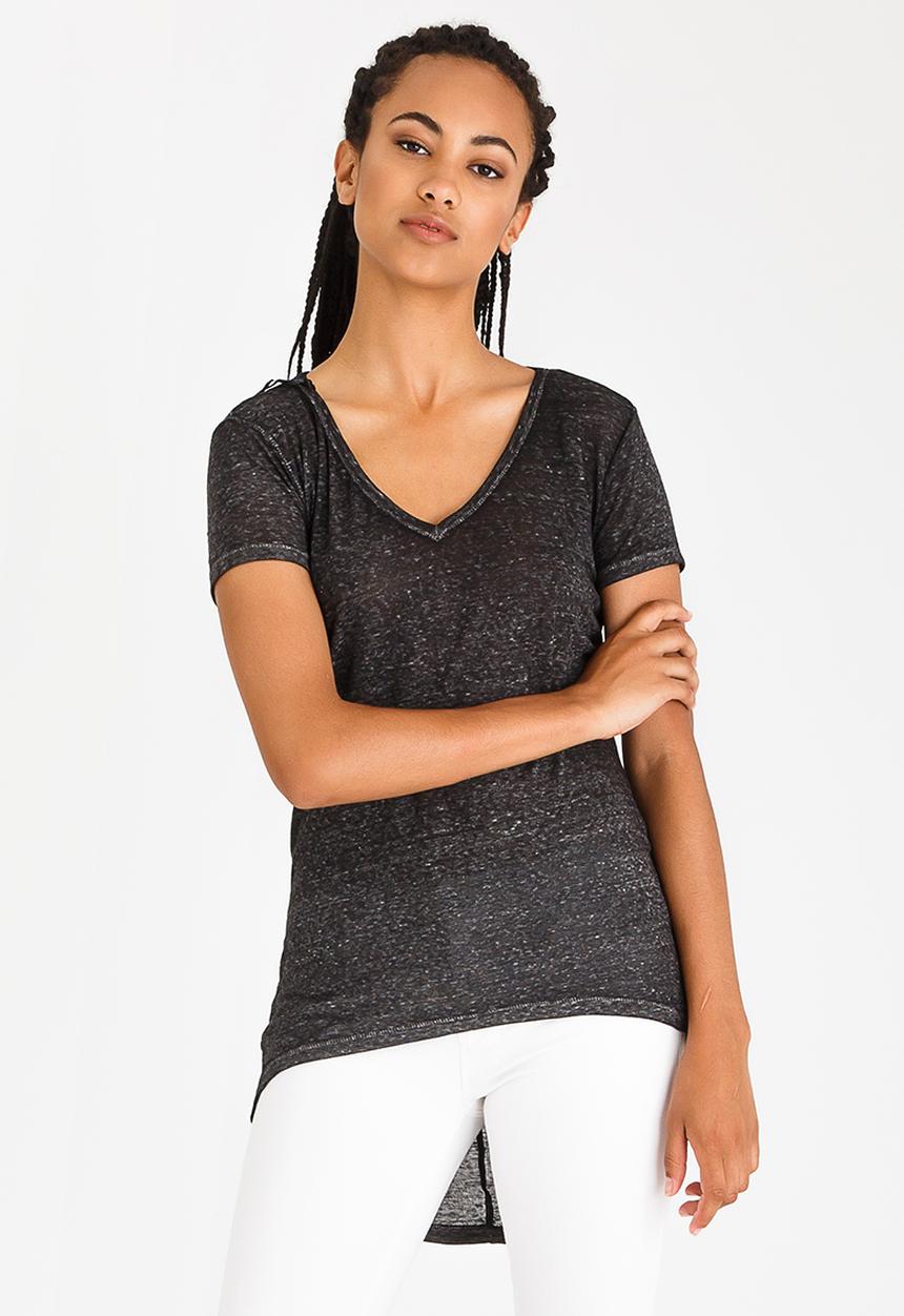 edit - V Neckline Tunic Black and White