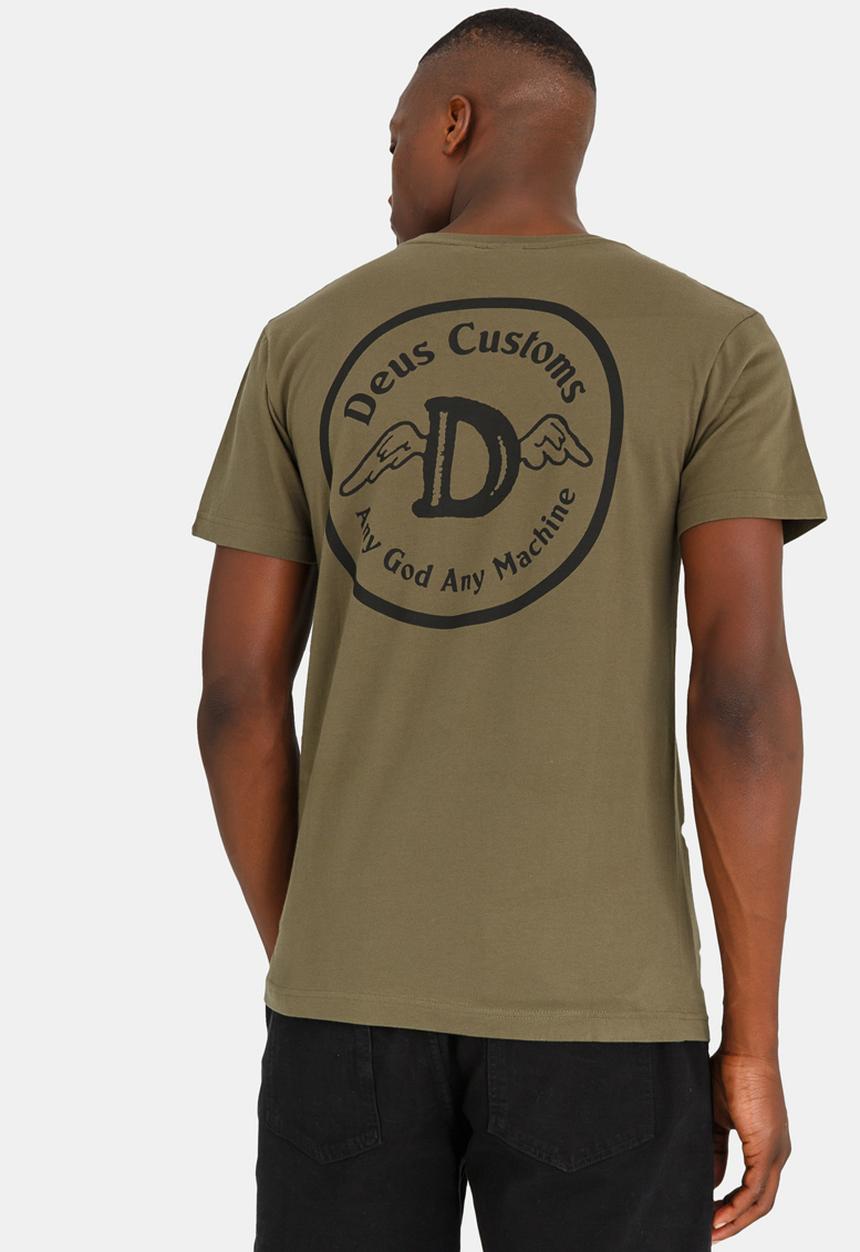 Deus Ex Machina - Heaven Zip Crew Neck Tee Khaki Green