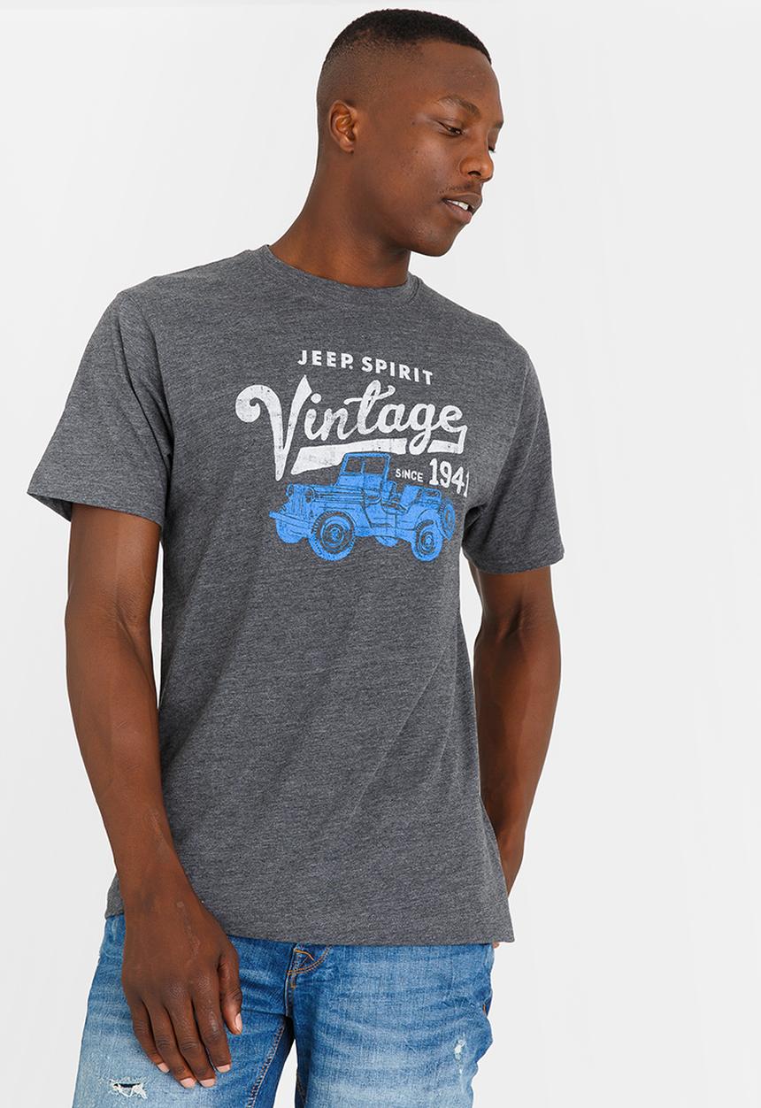 JEEP SPIRIT - Crew Printed Tee Charcoal