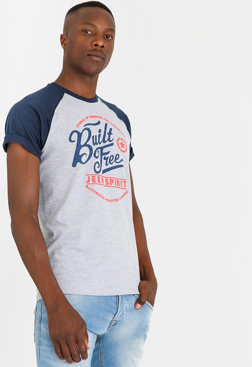 JEEP SPIRIT - Raglan Printed Tee Grey