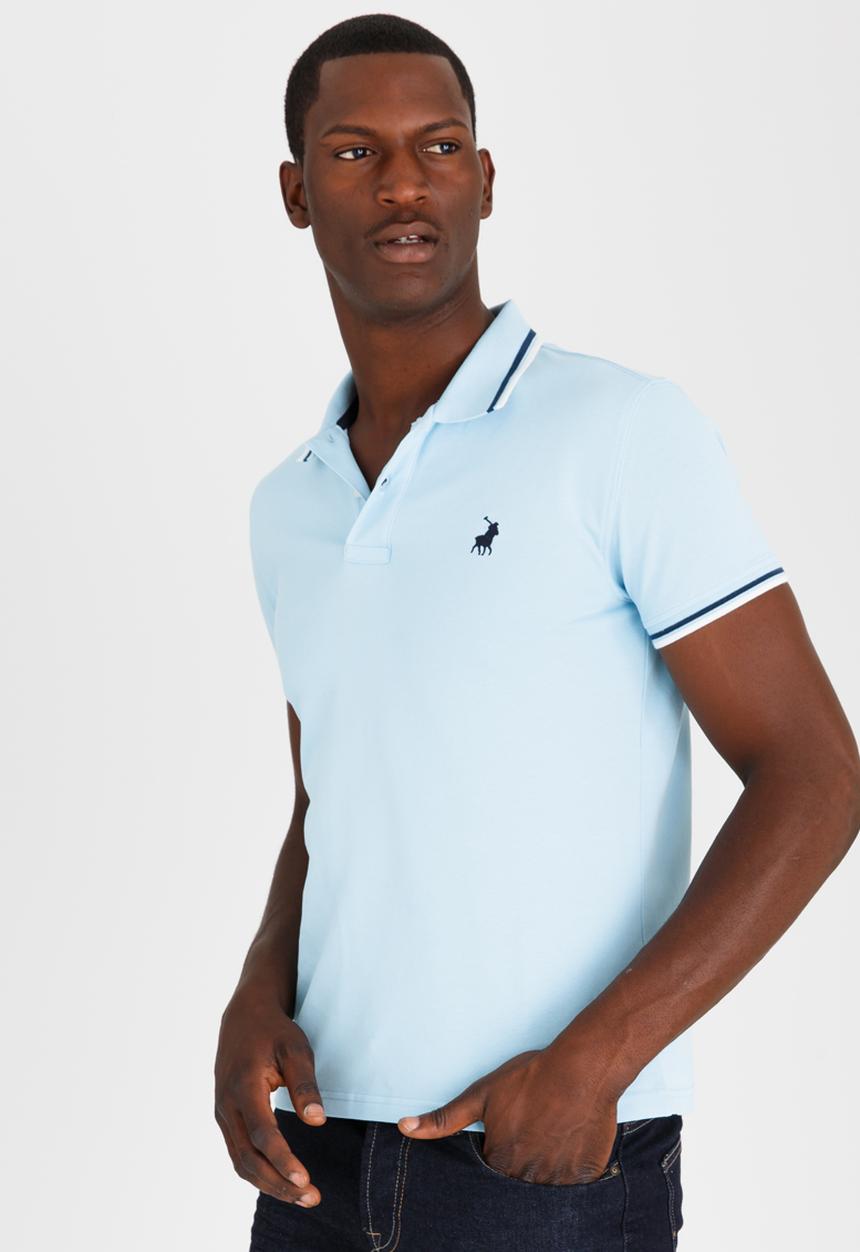 POLO - Tipped Big Pony Golfer Blue