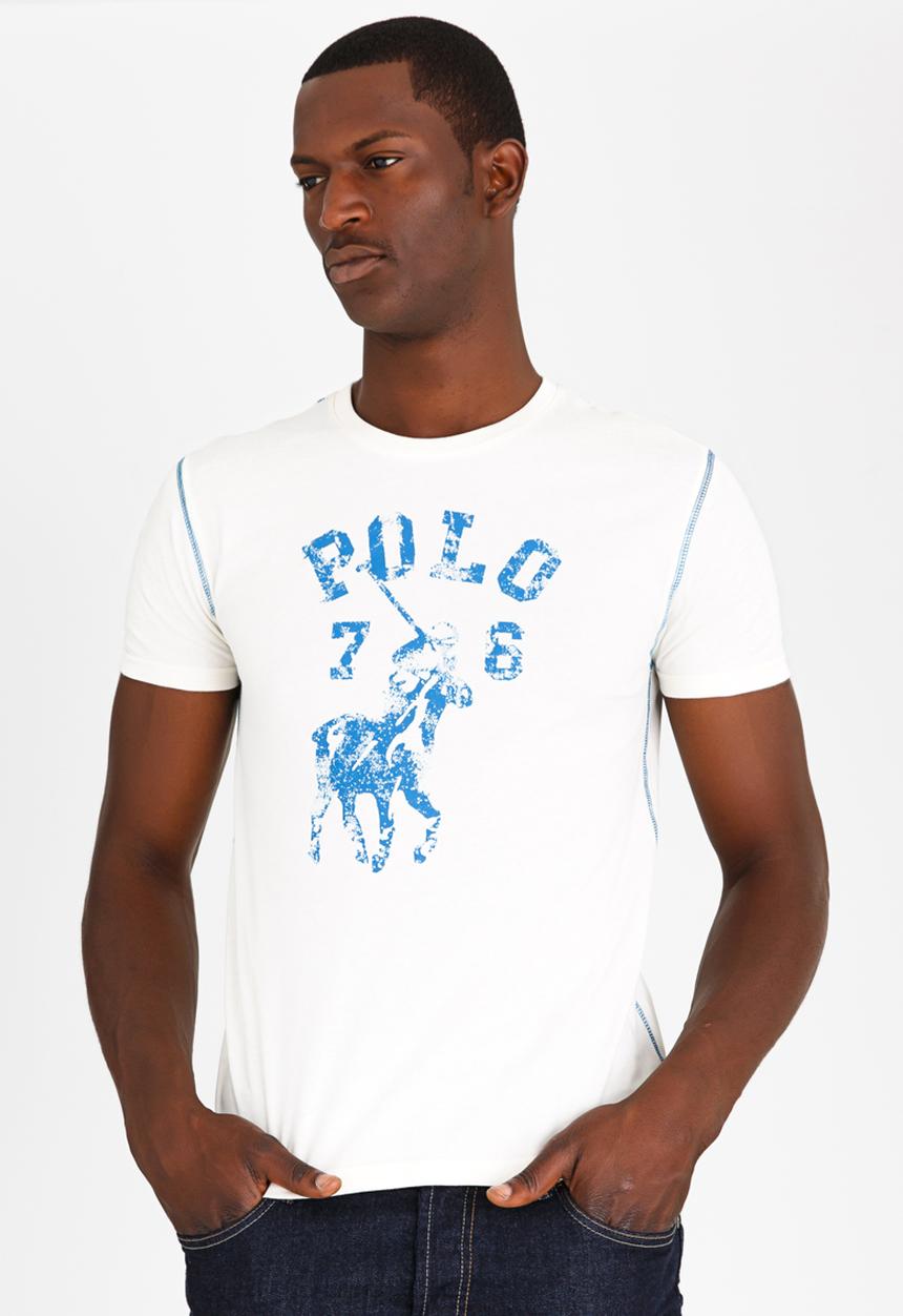 POLO - Distressed Print T Shirt Milk