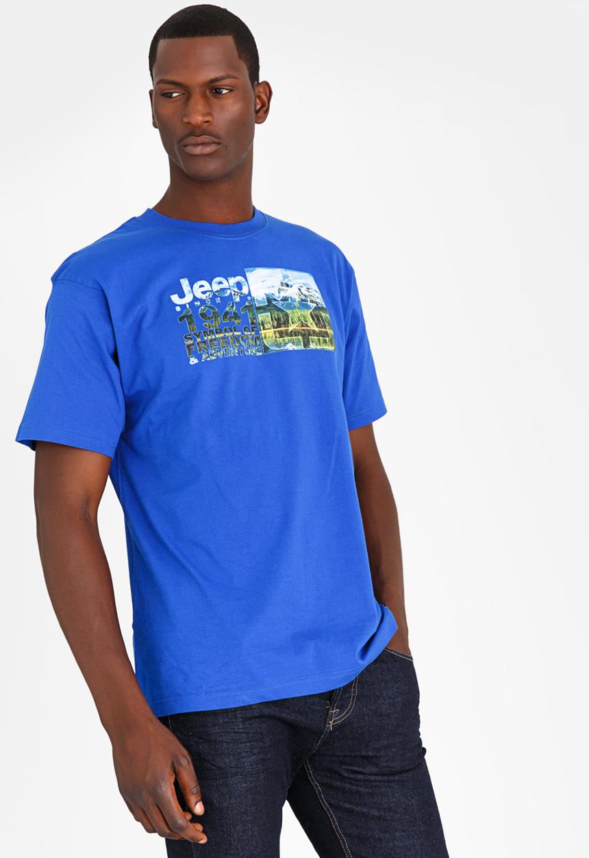 JEEP - Crew Neck Printed Tee Blue