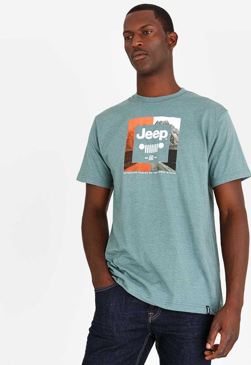 JEEP - Printed T Shirt Khaki Green