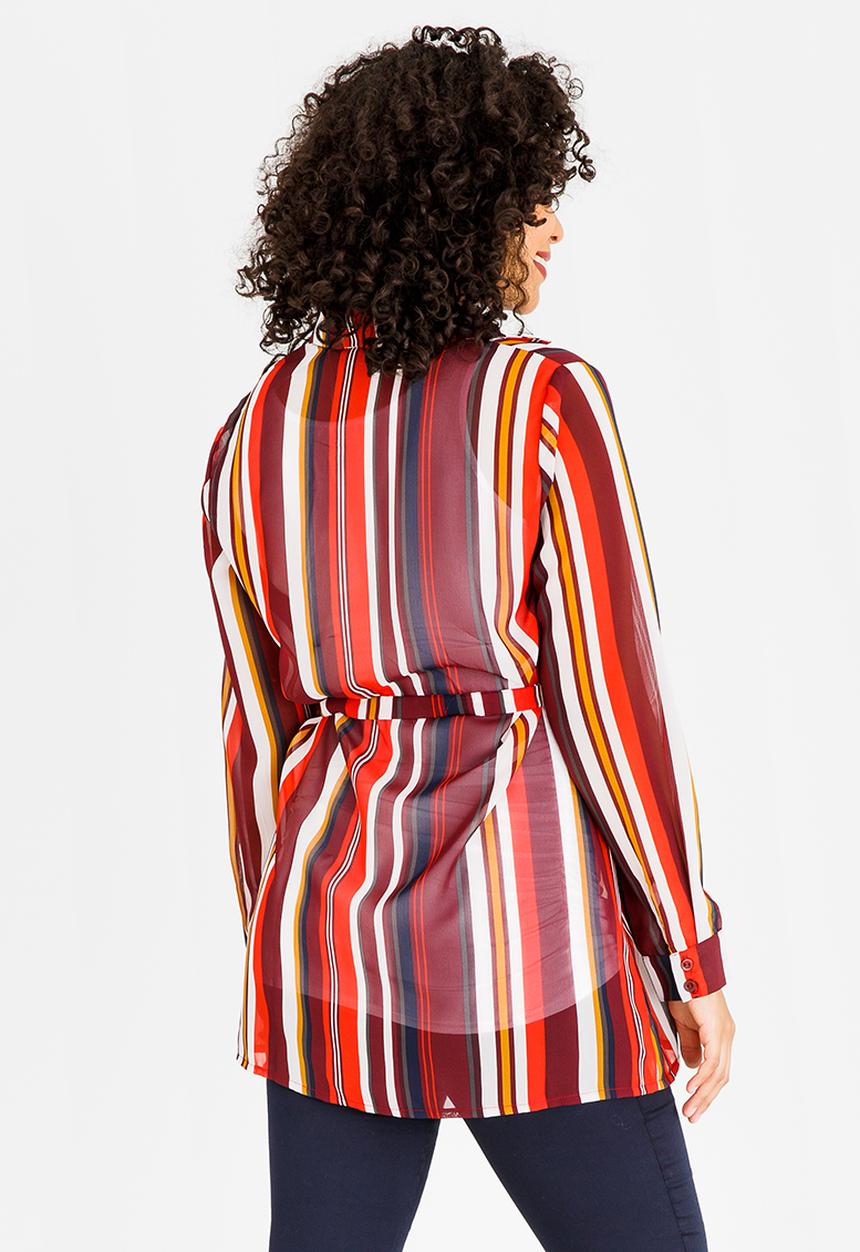 edit Maternity - Sheer Printed Shirt Red