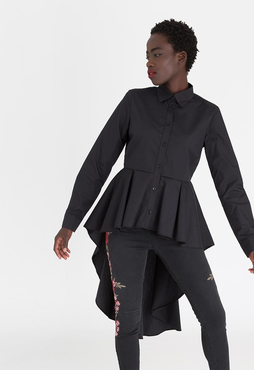 STYLE REPUBLIC - Peplum Shirt Black