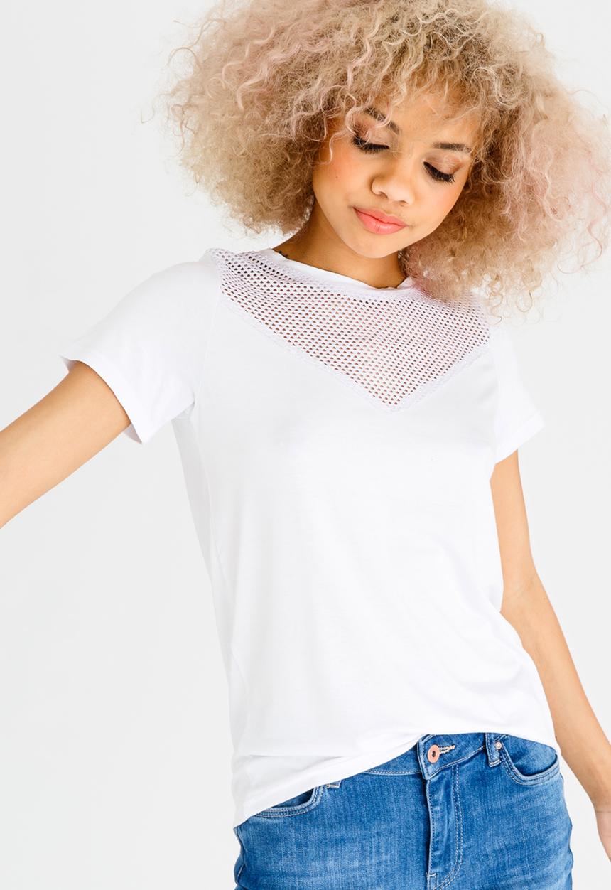 c(inch) - Mesh Inset T-shirt White