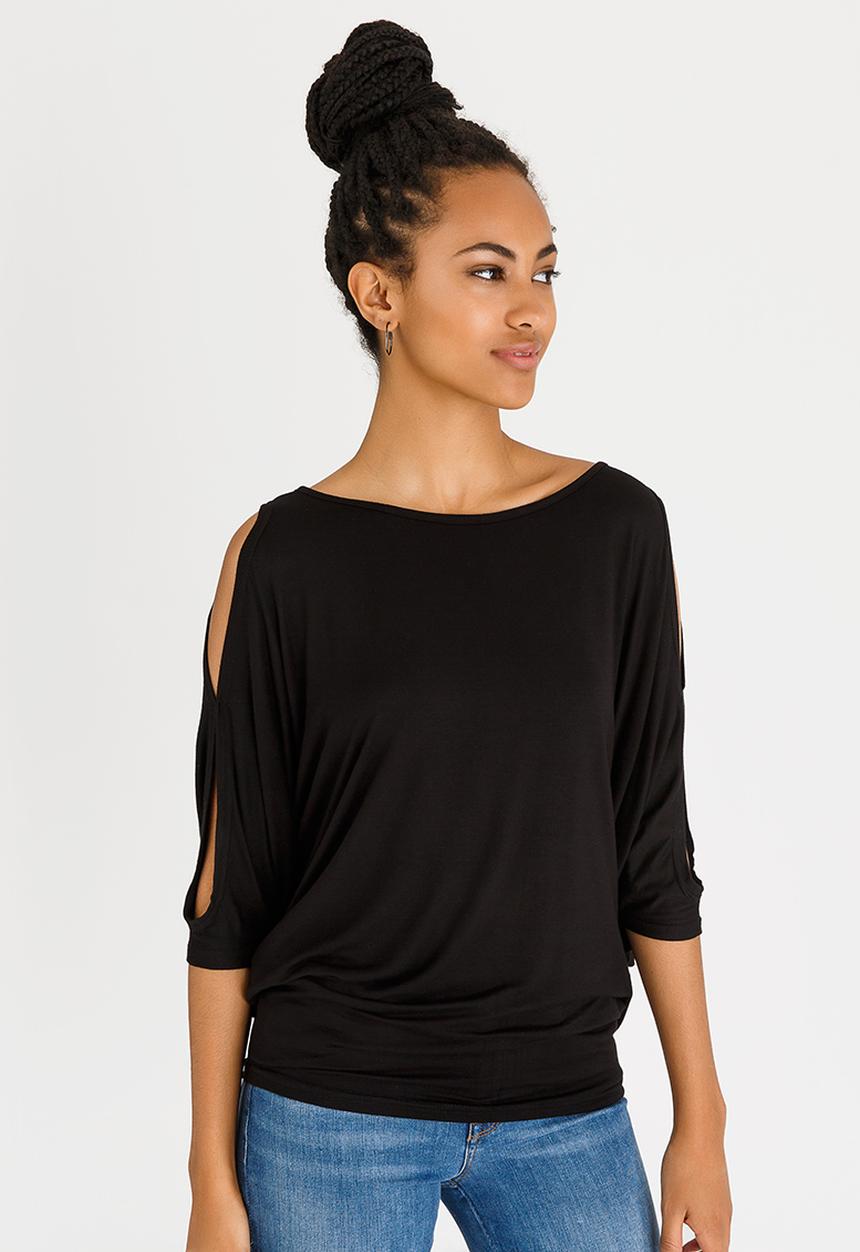 edit - Batwing Top with Back Ties Black