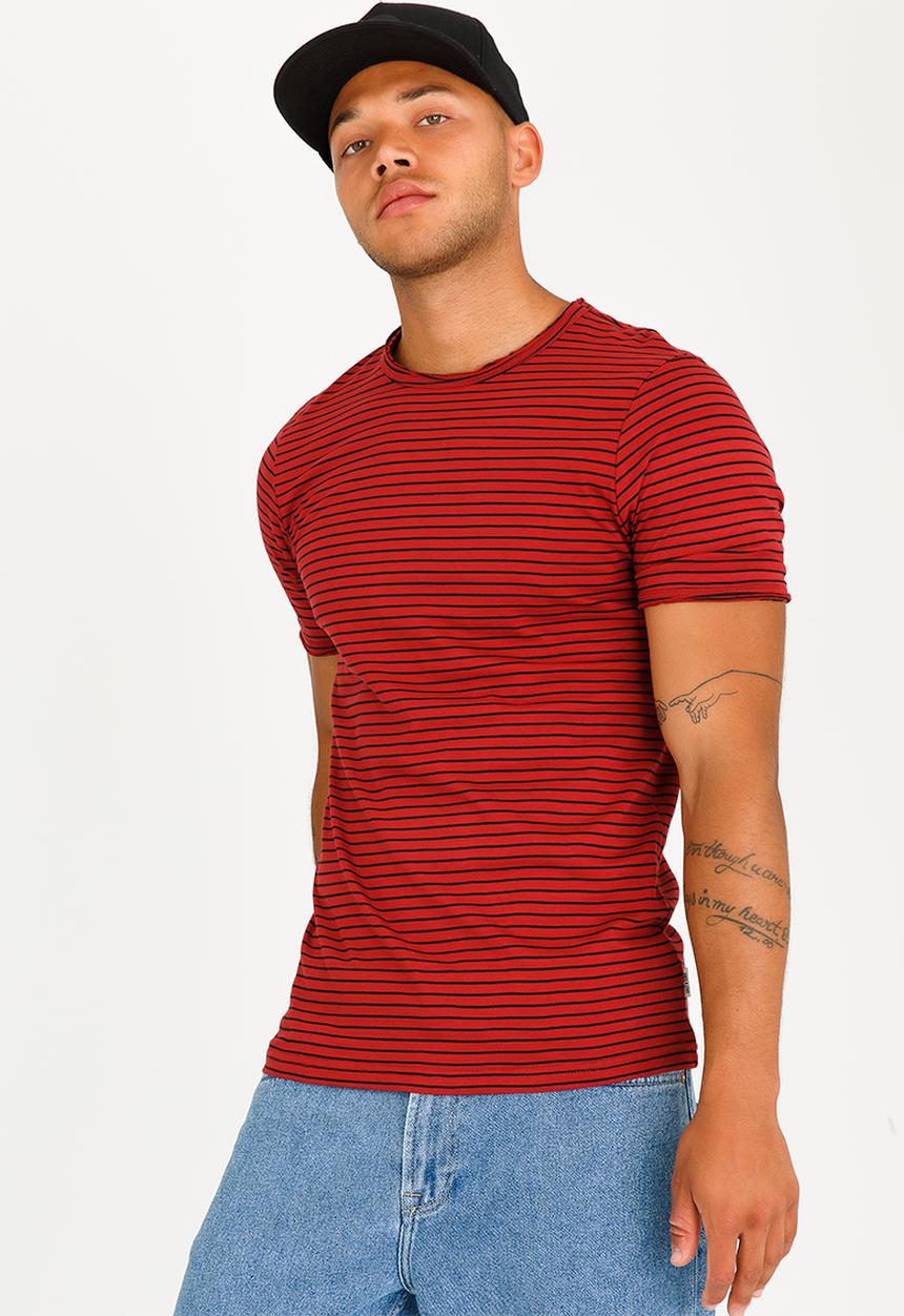 Only & Sons - Albert Stripe Slim Tee Red
