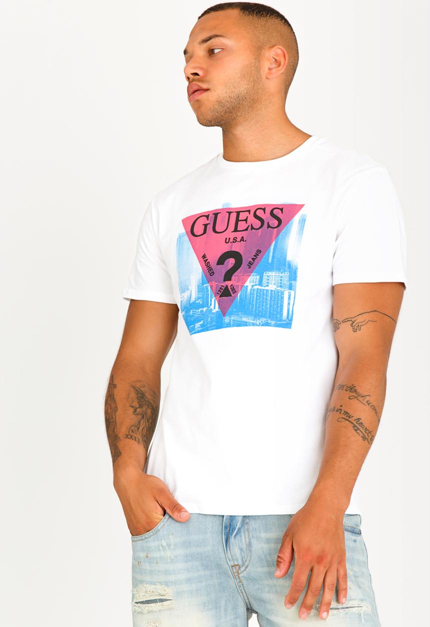 GUESS - Basic Pop Colour Logo Crew Tee White