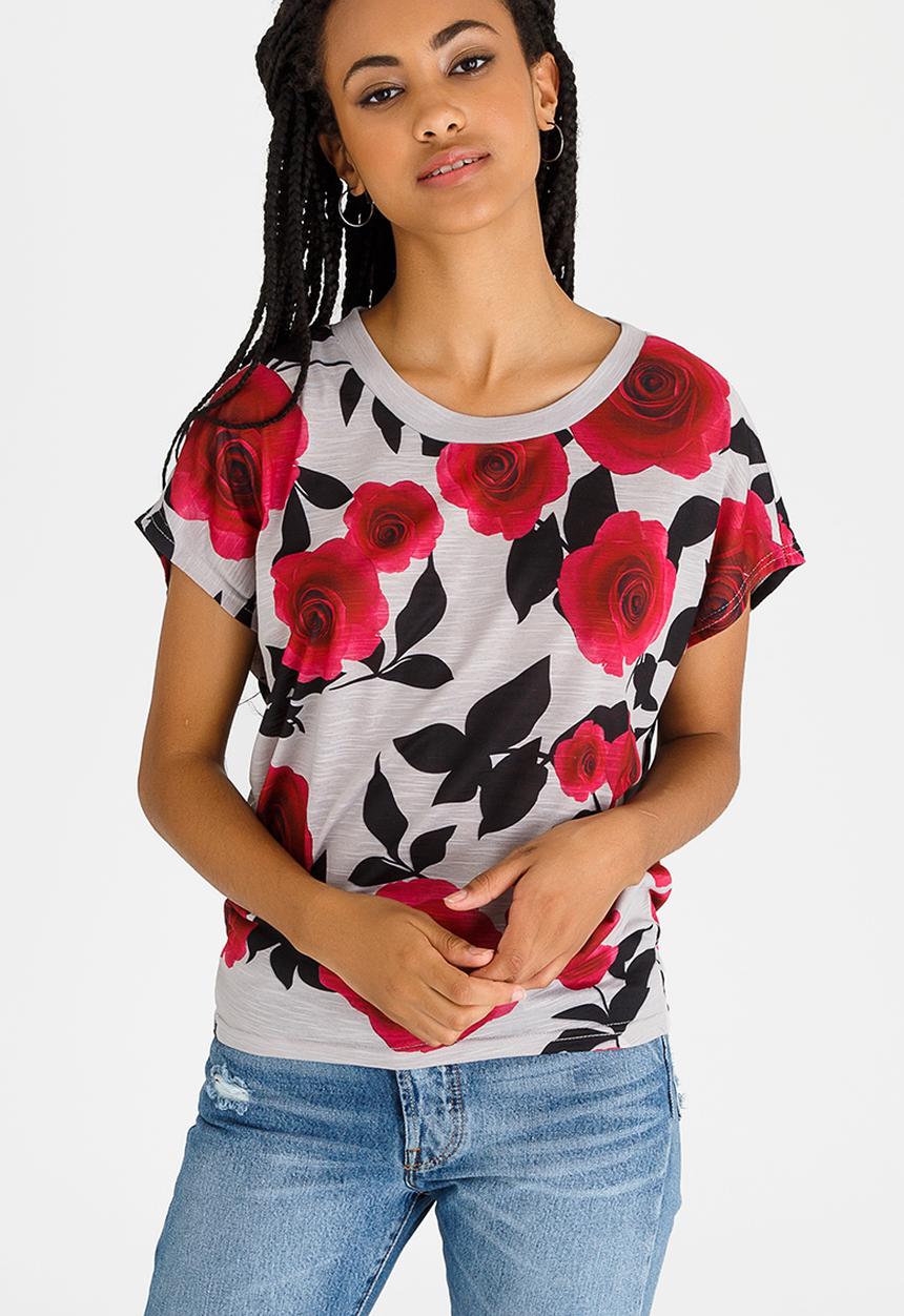 Revenge - Short Sleeve Rose Tee Multi-colour
