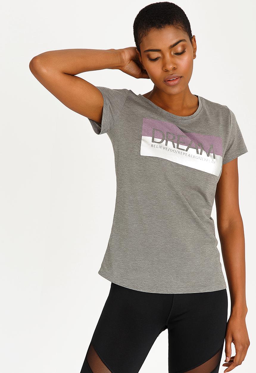 ONLY Play - Maria Fitted Short Sleeve Tee Grey Melange