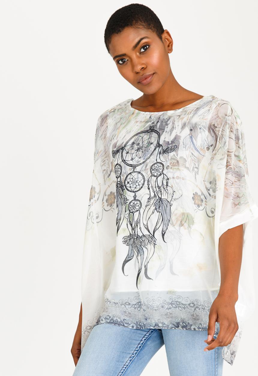 Revenge - Feather Print Blouse Multi-colour