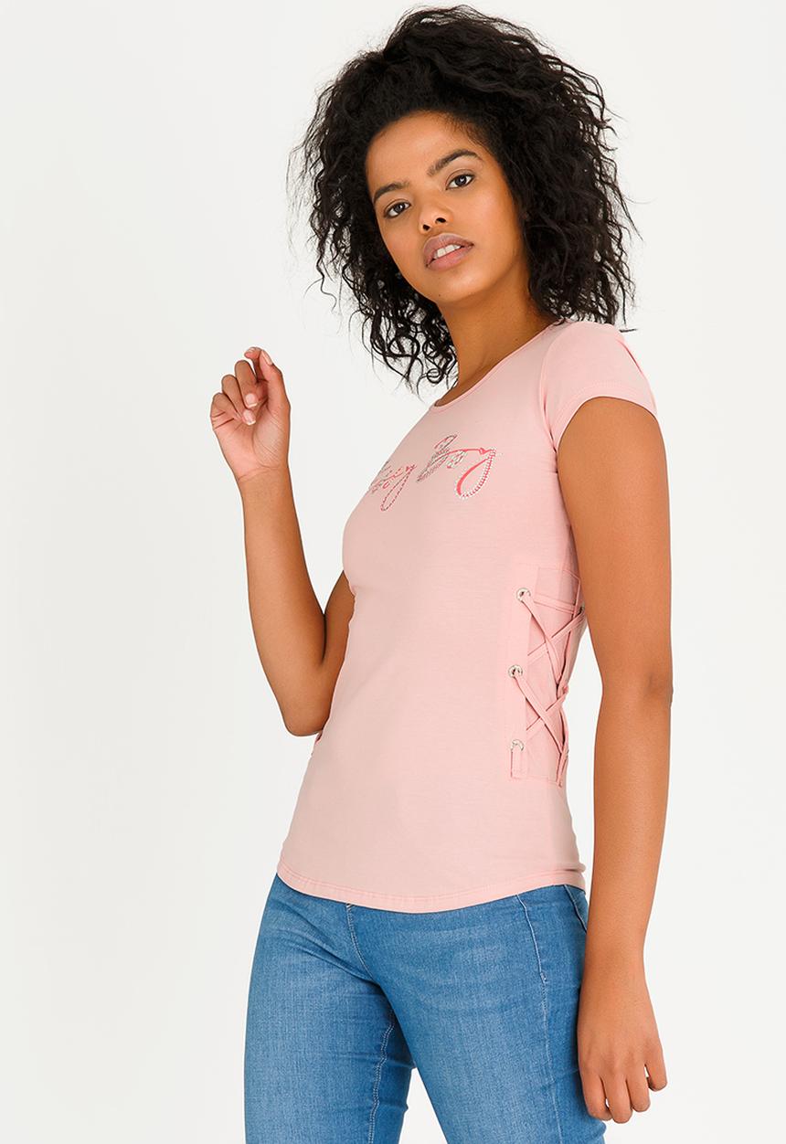 SISSY BOY - Tele Lace-up Tee Pale Pink