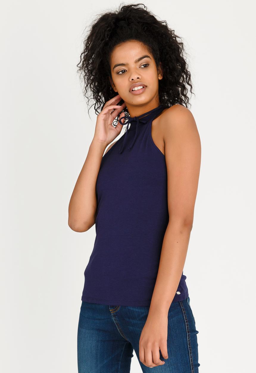 GUESS - Elyza Mock Tie Detail Top Navy
