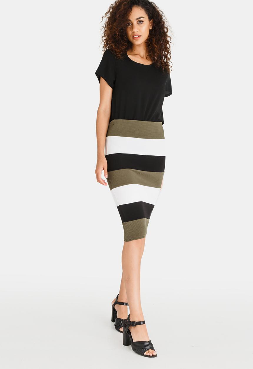 edit - Column Knit Skirt Khaki Green