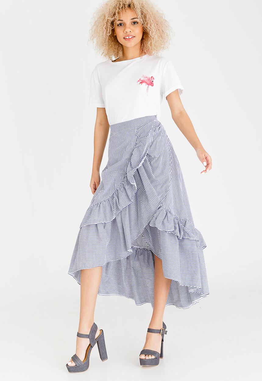 STYLE REPUBLIC - High Low Frill Skirt Blue and White