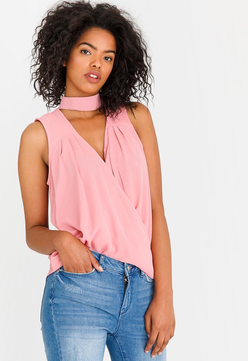 STYLE REPUBLIC - Choker Neckline Blouse Mid Pink