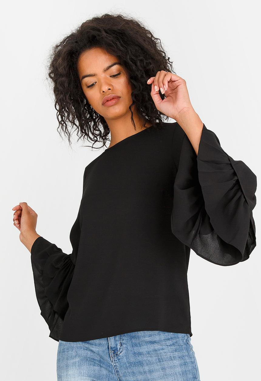 Vero Moda - Dellie 3/4 Frill Top Black