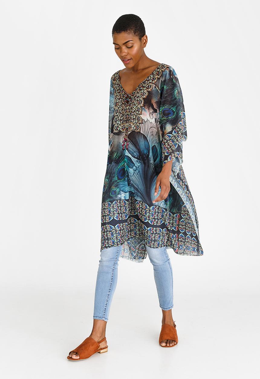 cath.nic - Grecian Mosaic Kaftan Top Blue