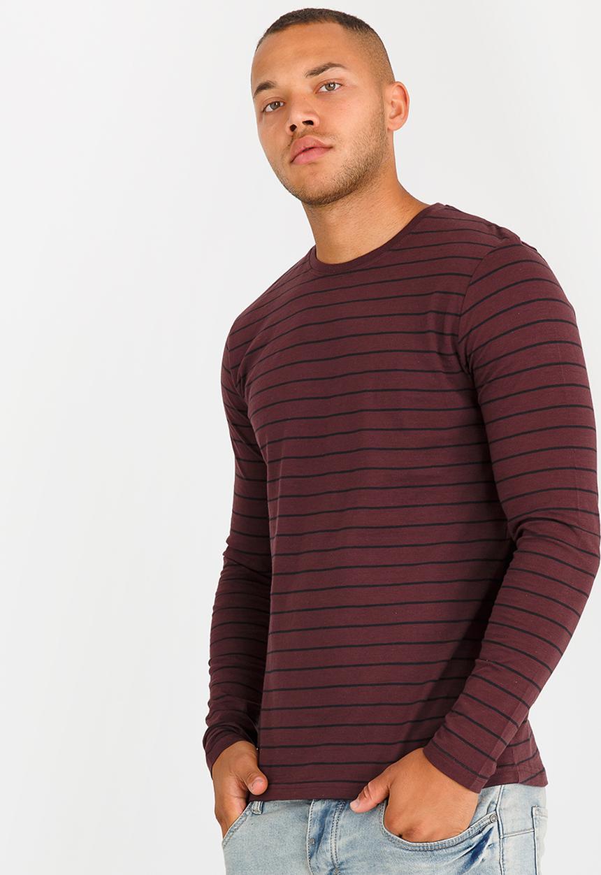Only & Sons - Panno  Stripe Fitted Tee Burgundy