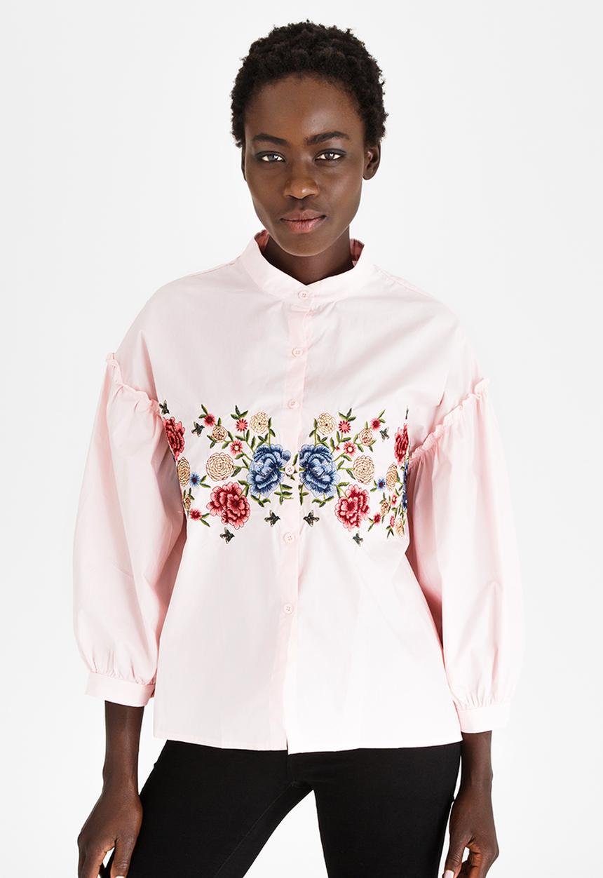 STYLE REPUBLIC - Embroidered Shirt Pale Pink