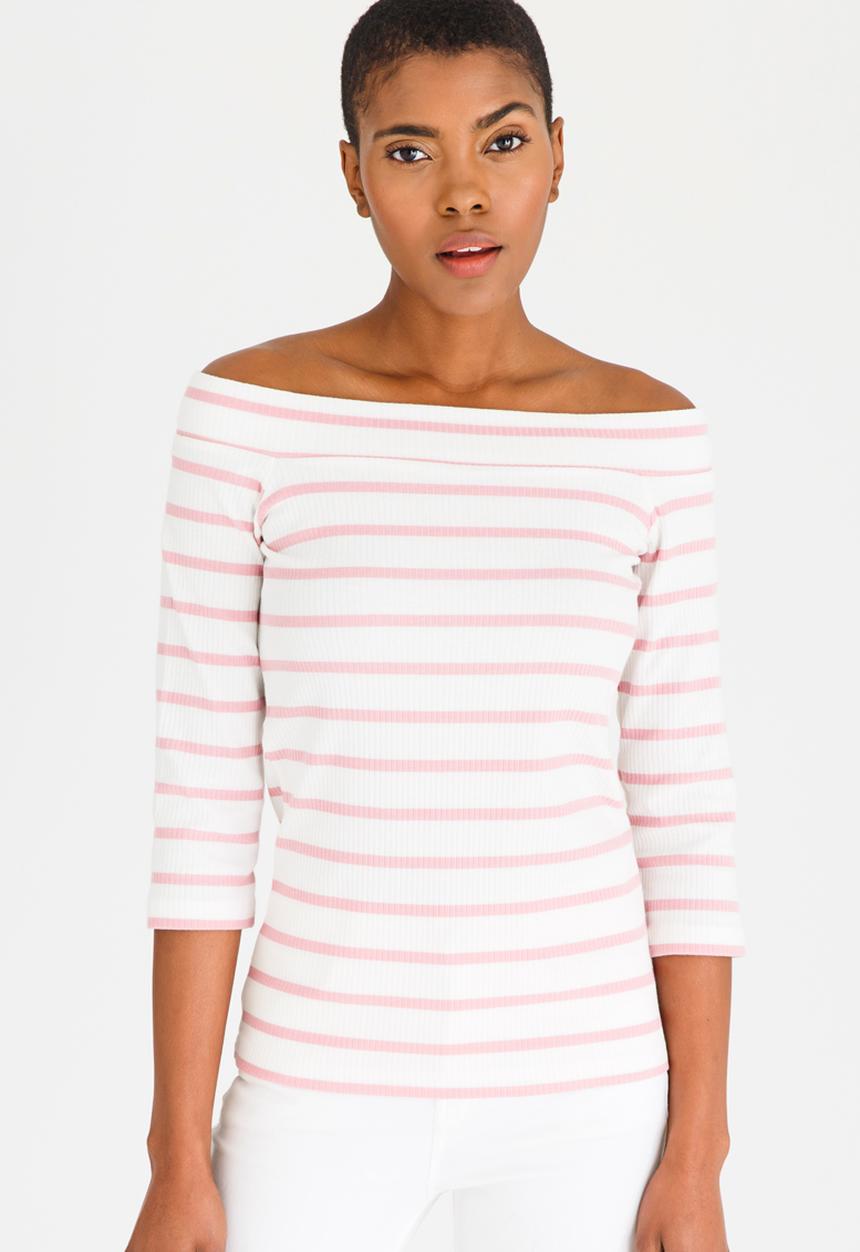 Pieces - Sisa Off-the-shoulder Top Pale Pink
