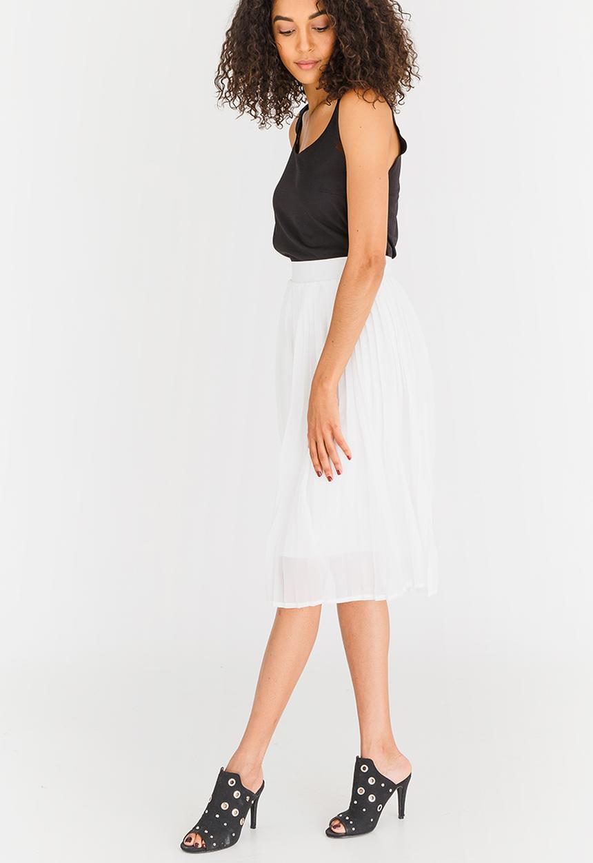 STYLE REPUBLIC - Pleated Midi Skirt Cream