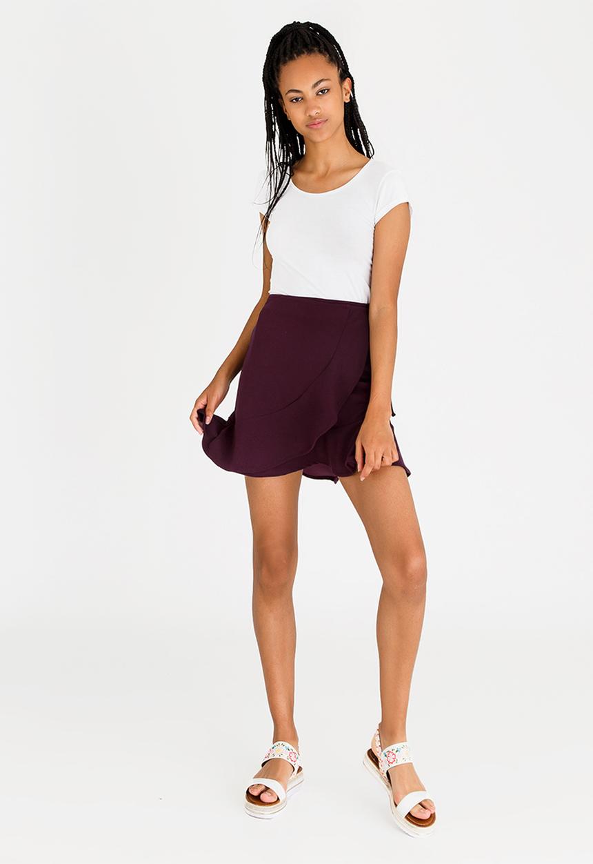 c(inch) - Frill Wrap Skirt Dark Purple