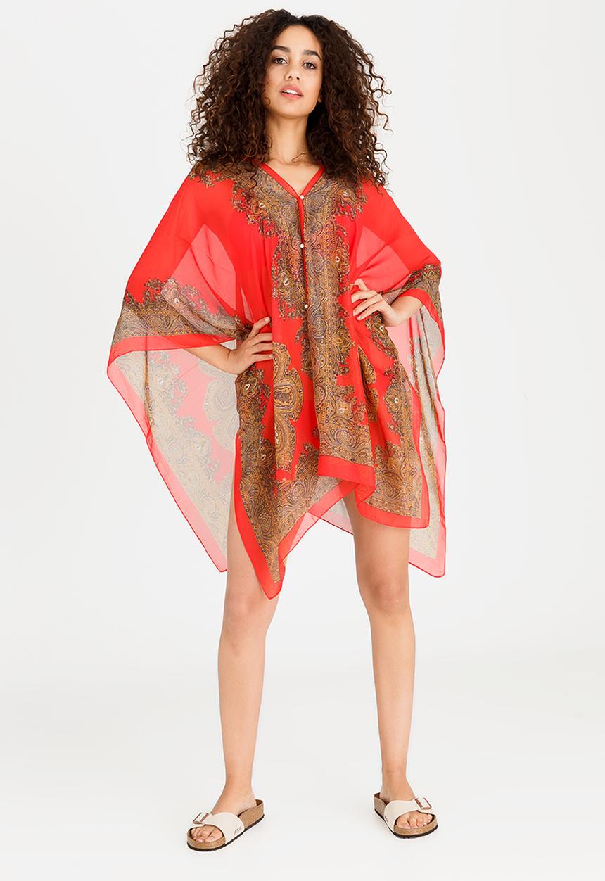 Lithe - Border Print Kaftan Red