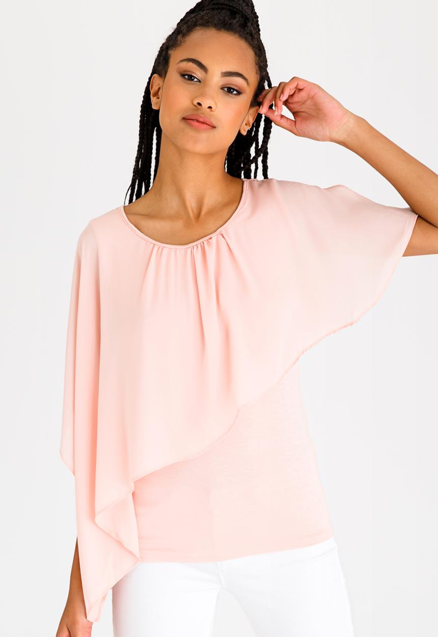 edit - Layered Frill Blouse Pale Pink