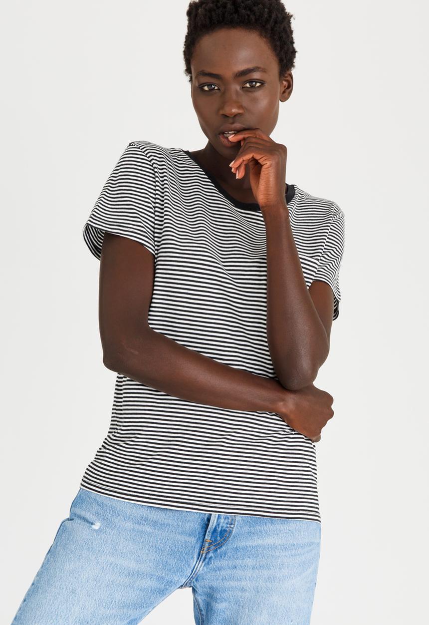 Levi’s® - Perfect Pocket Striped Crew T-shirt Black and White