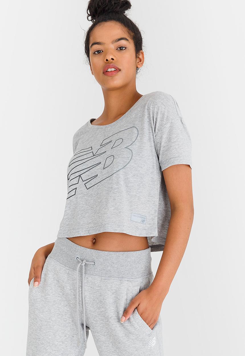 New Balance  - NB Athletics Cropped Tee Grey
