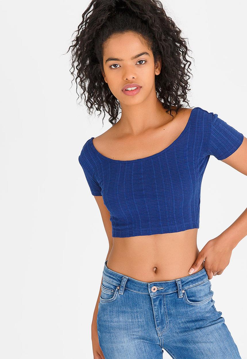 c(inch) - Bardot Cropped Top Navy