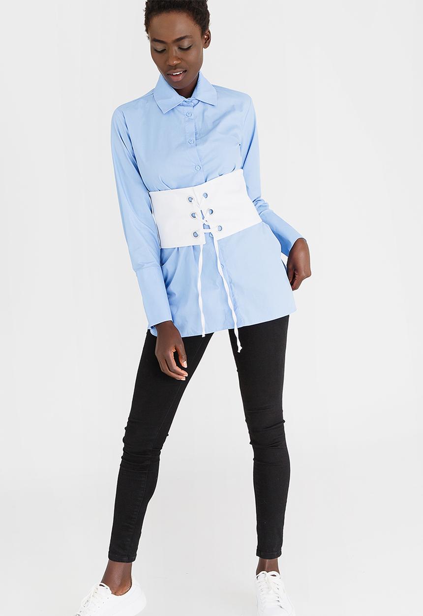 STYLE REPUBLIC - Shirt with Corset Detail Pale Blue