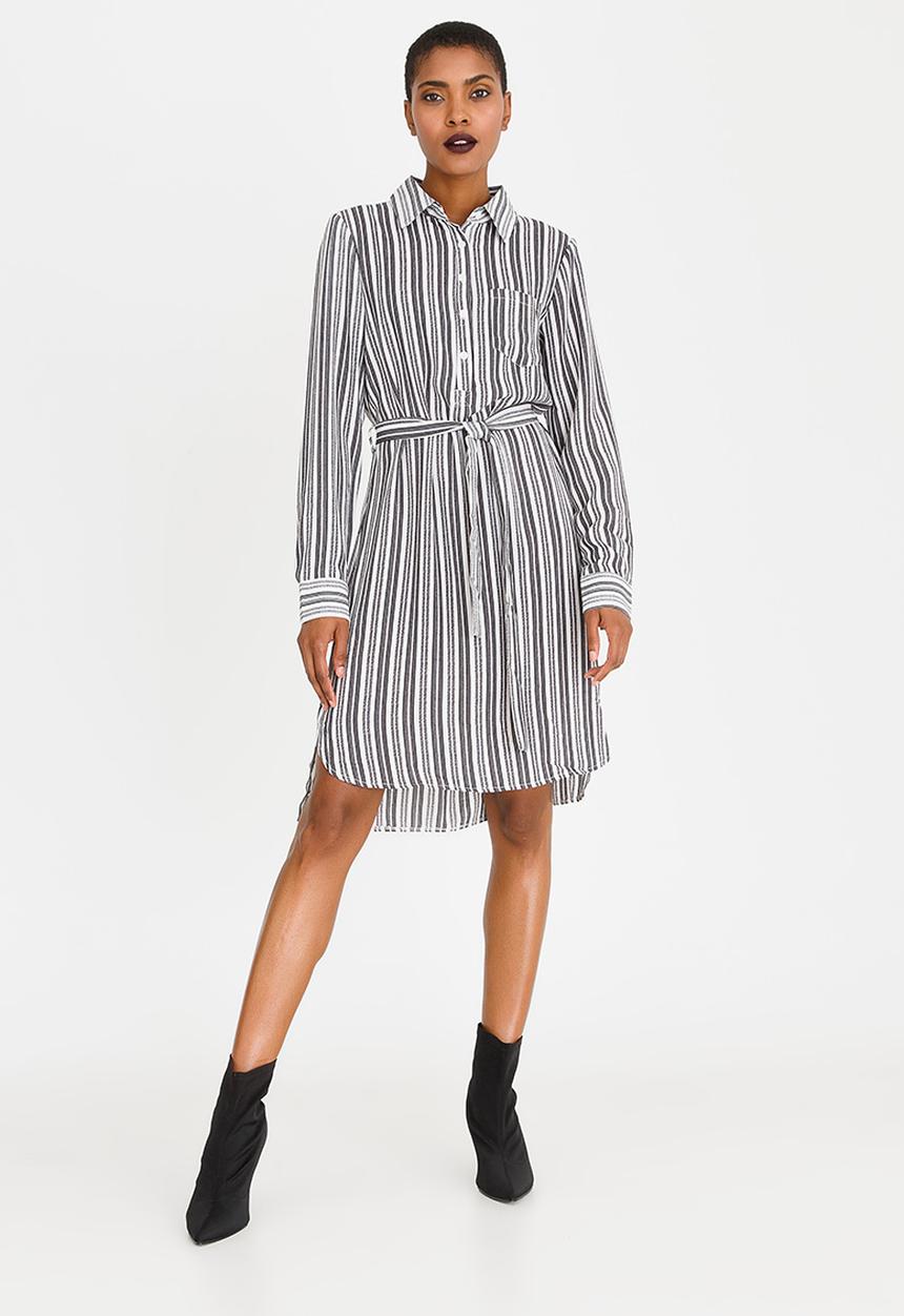CRAVE - Long Sleeve Shirt Dress Black and White