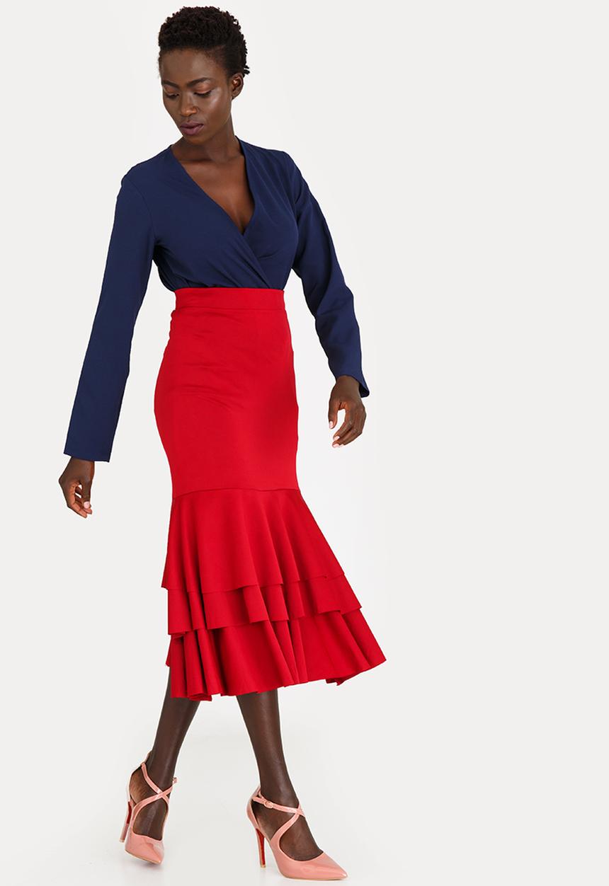 edit - Flamenco Ruffle Skirt Burgundy