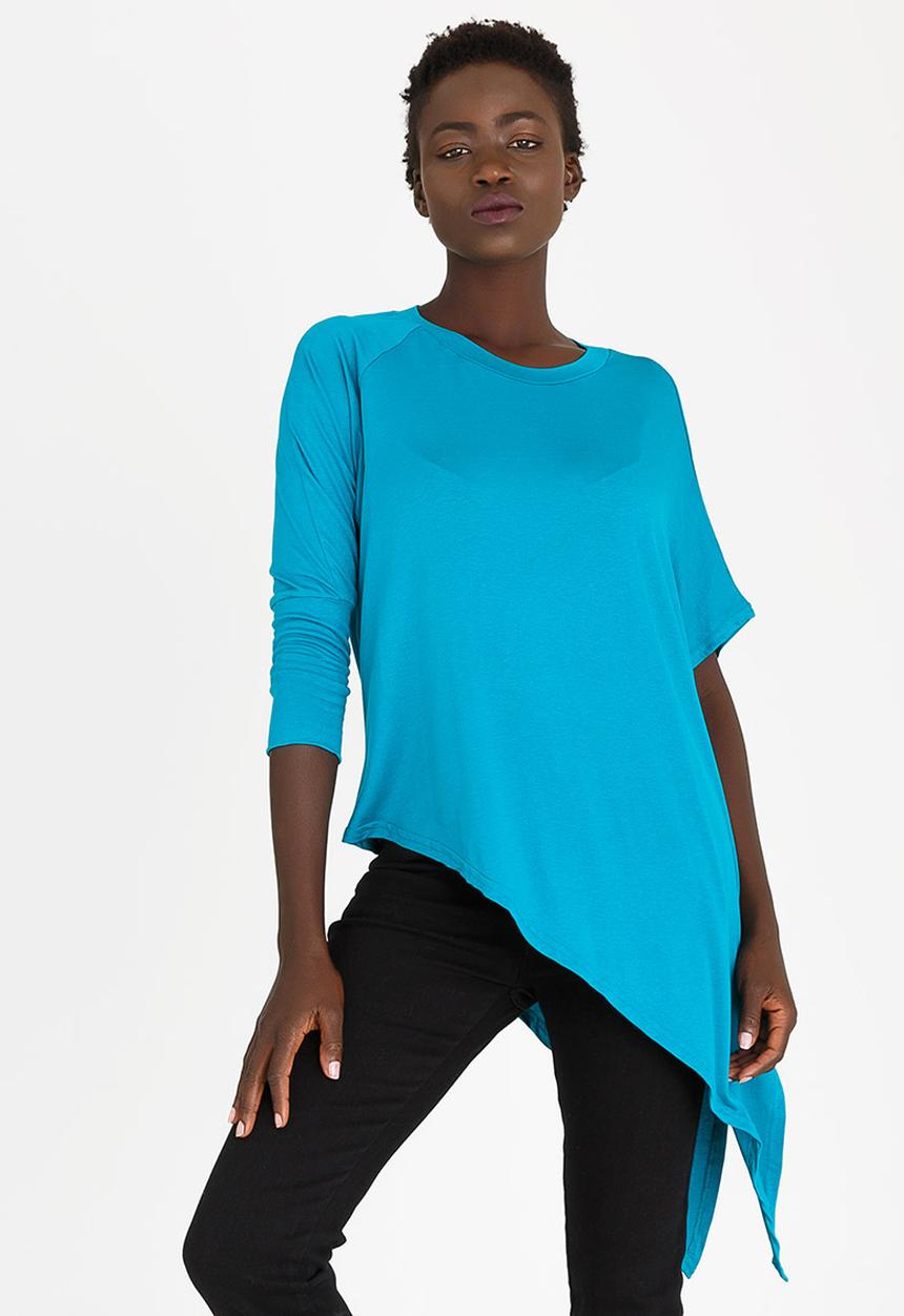 edit - Asymmetric Hemline Top Turquoise