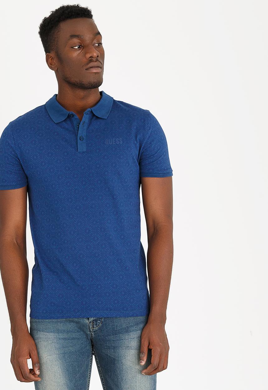 GUESS - Short Sleeve Wynn Ethnic Geo Polo Golfer Grey