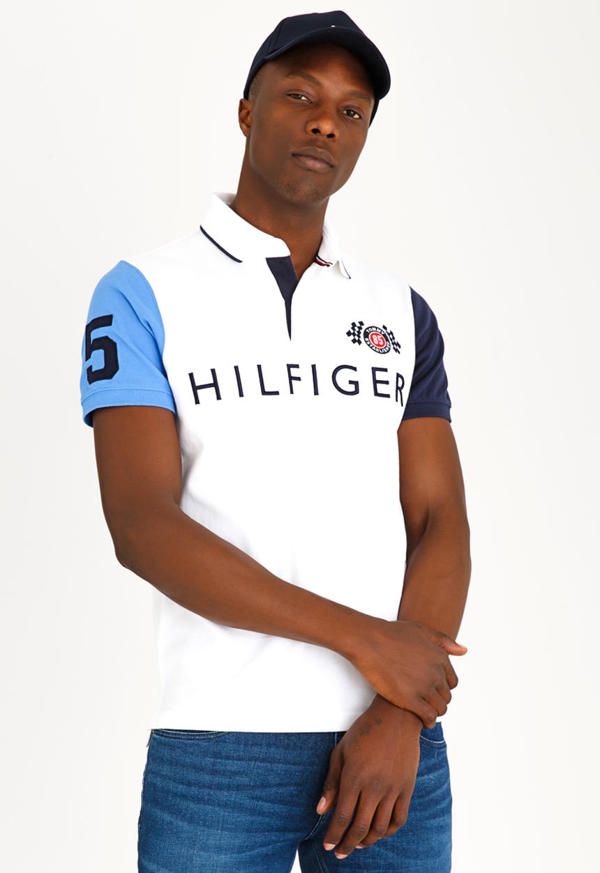 Tommy Hilfiger - Colour Block Badge Slim Polo White