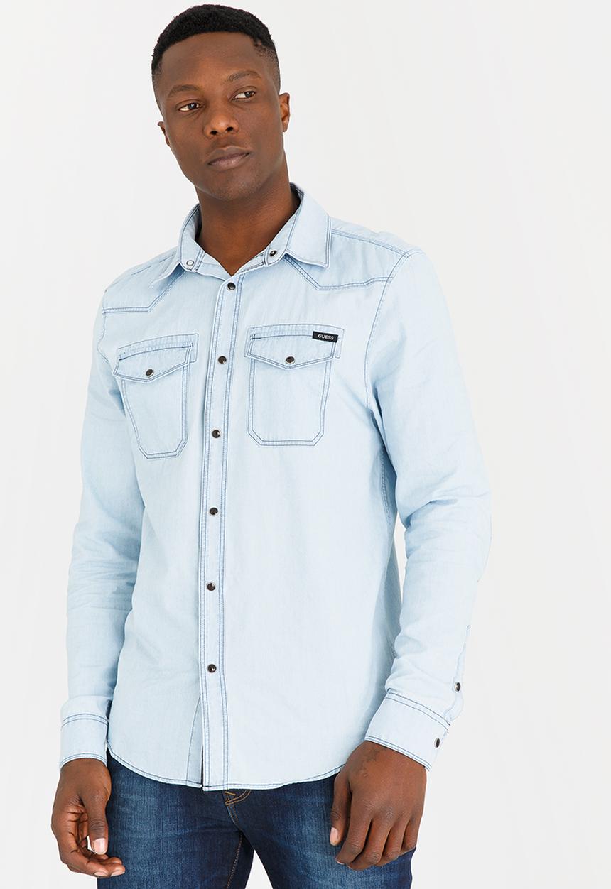 GUESS - Slim Fit Shirt Pale Blue