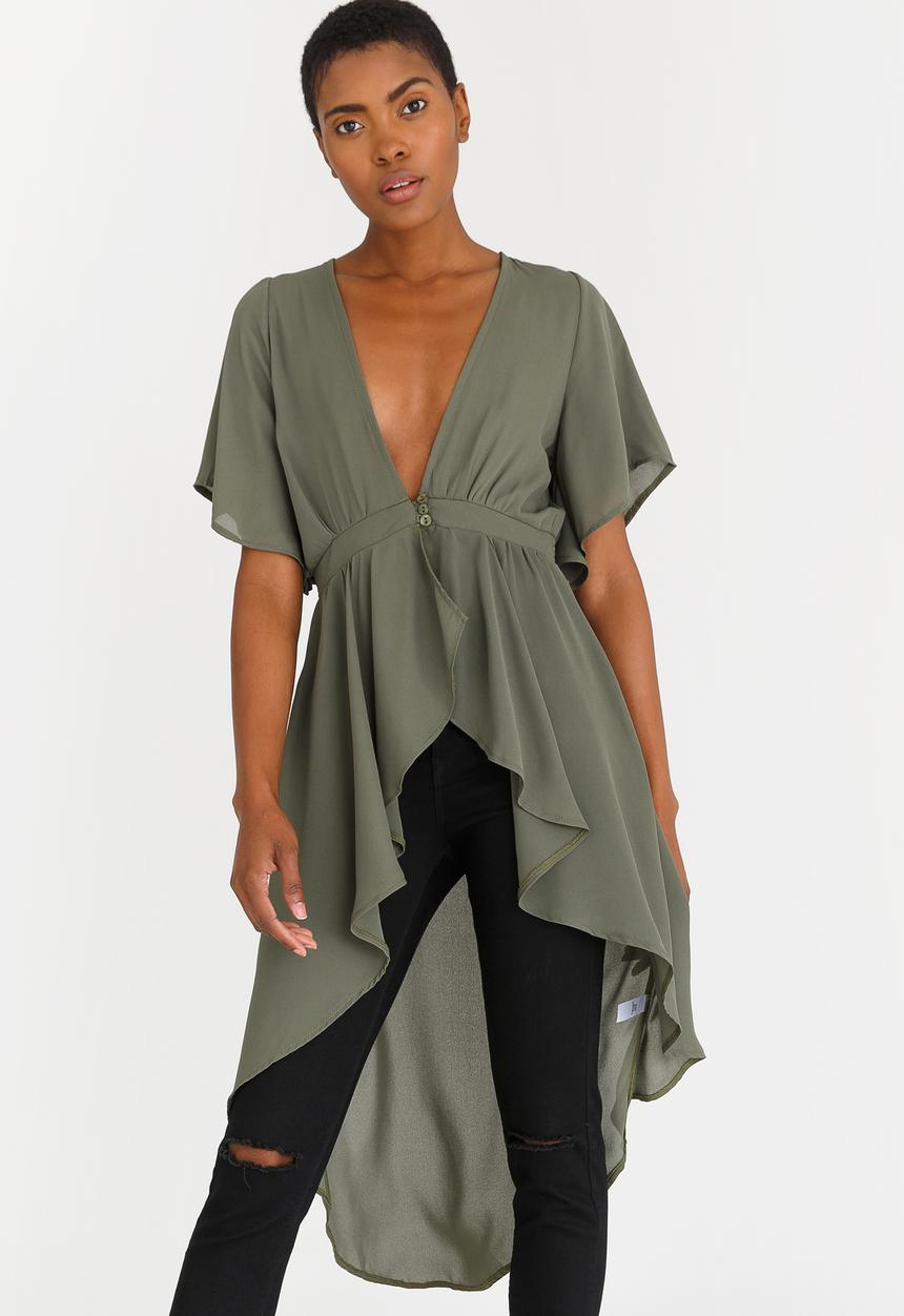 STYLE REPUBLIC - Hi Lo Blouse Khaki Green