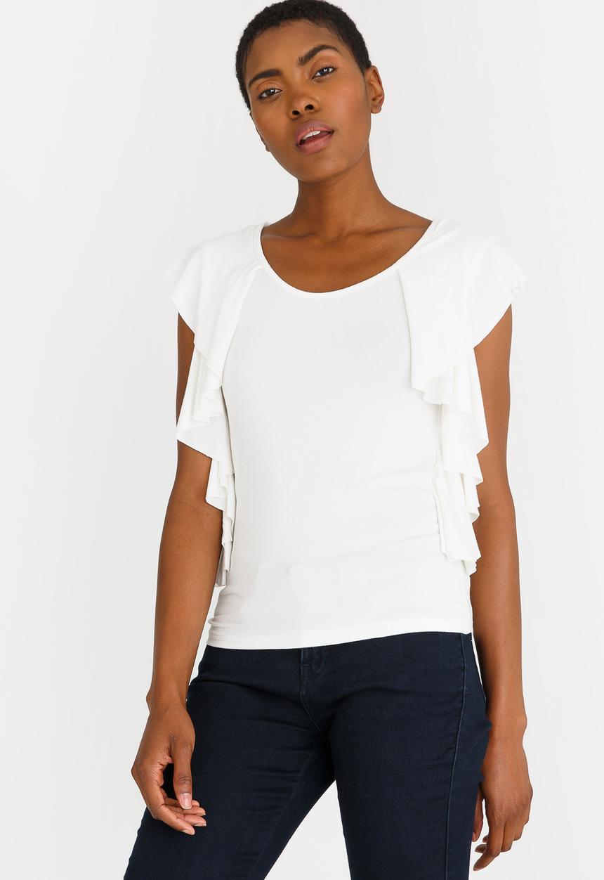 edit - Ruffle Top Off White