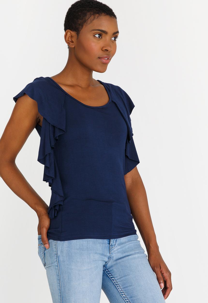 edit - Ruffle top - navy 