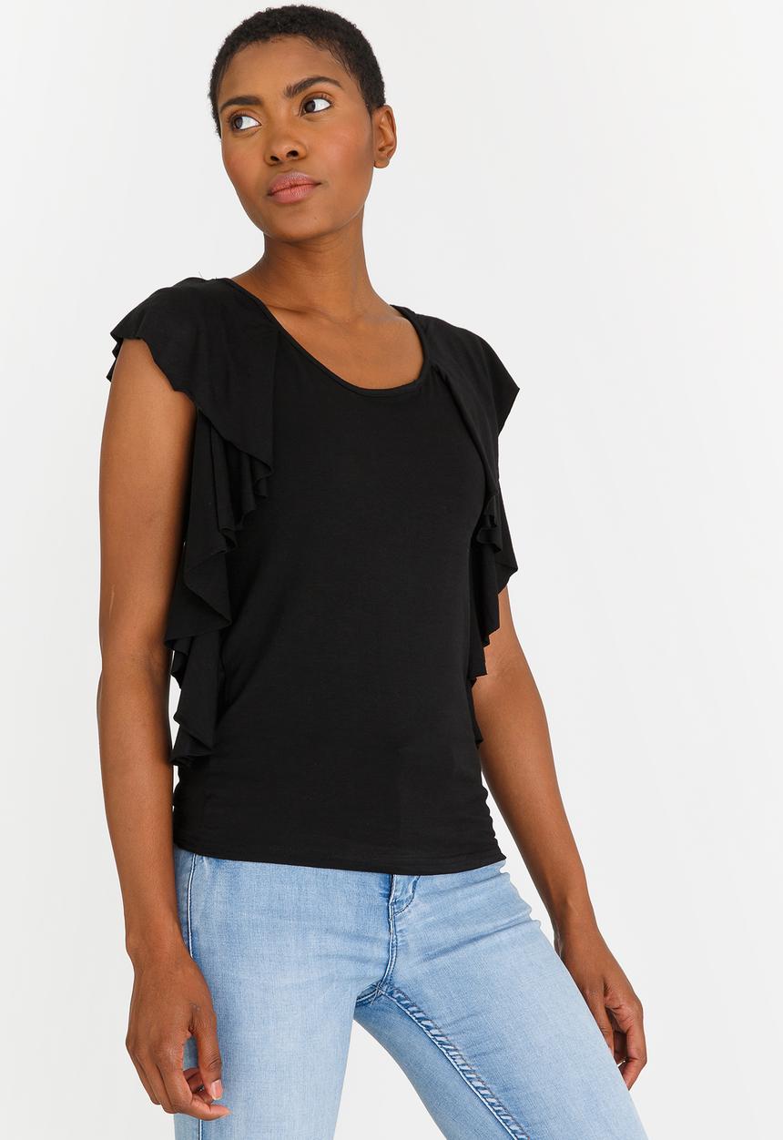 edit - Ruffle Top Black