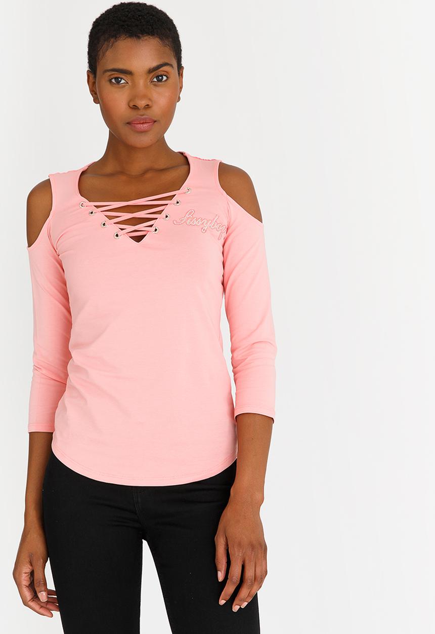 SISSY BOY - Cold Shoulder Top Mid Pink