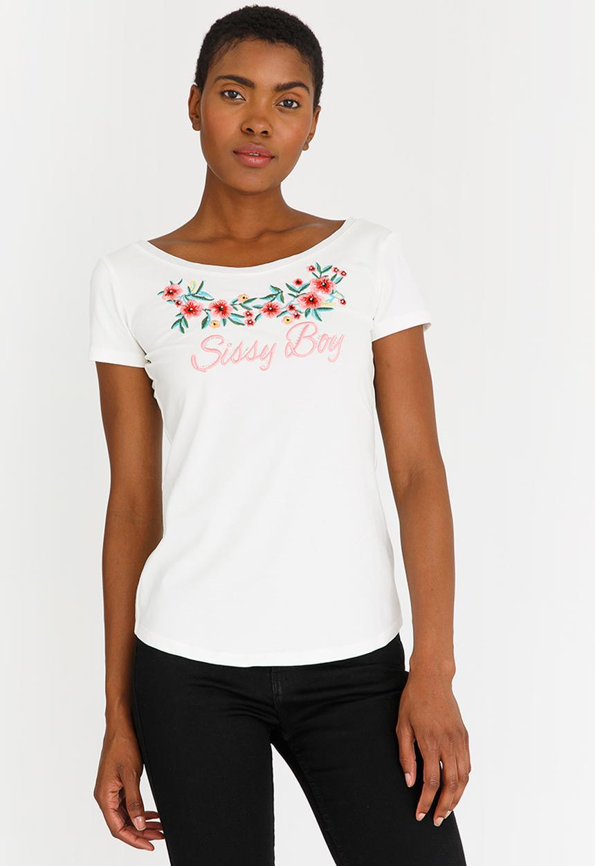 SISSY BOY - Embroidery Detail Tee Off White