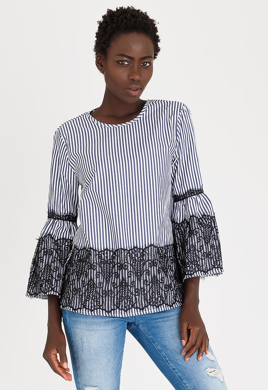 STYLE REPUBLIC - Lace Detail Blouse Navy