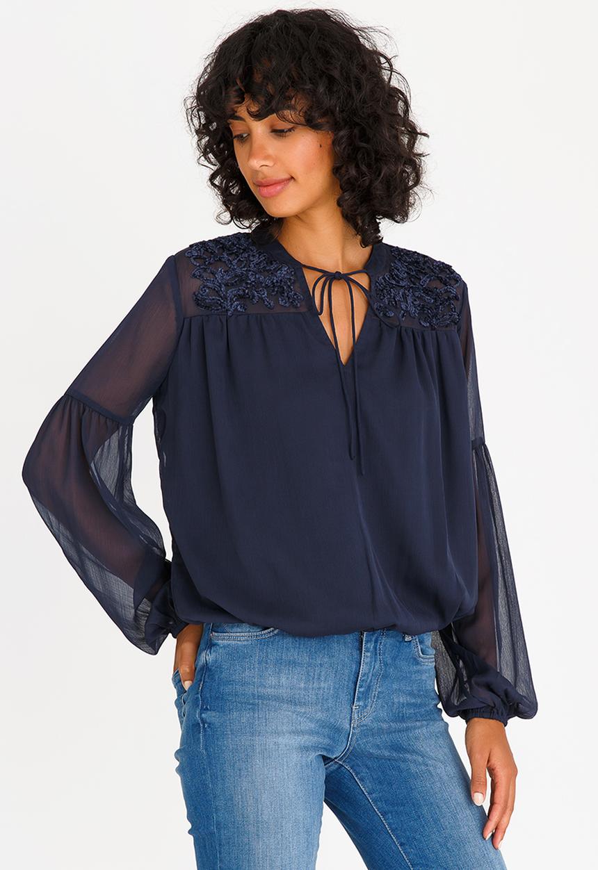 ONLY - Velve Long Sleeve Top Navy